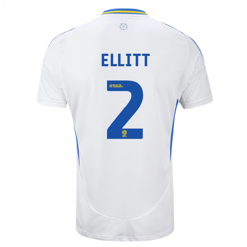 Danxen Niño Camiseta Izzy Ellitt #2 Blanco Azul 1ª Equipación 2024/25 La Camisa