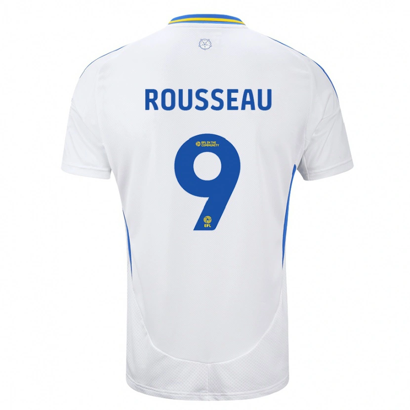 Danxen Niño Camiseta Jess Rousseau #9 Blanco Azul 1ª Equipación 2024/25 La Camisa