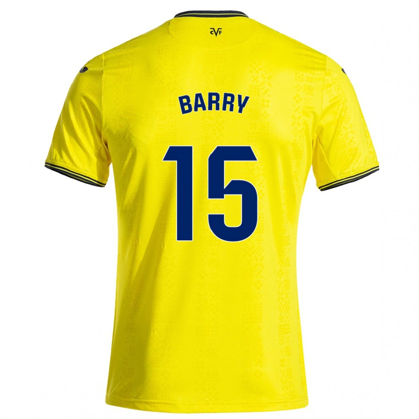 Danxen Niño Camiseta Thierno Barry #15 Amarillo Negro 1ª Equipación 2024/25 La Camisa