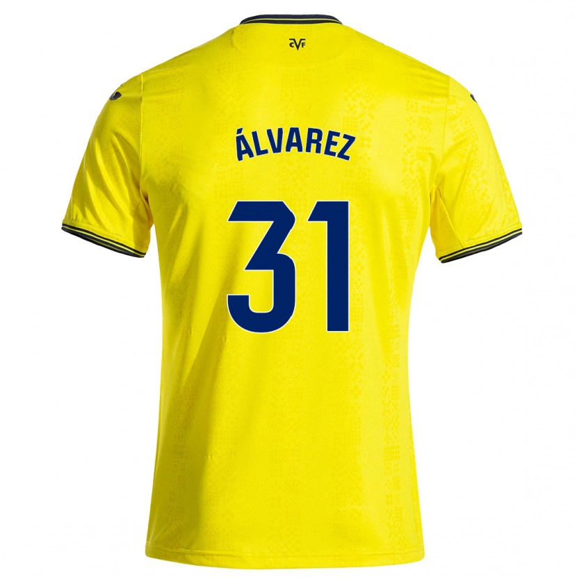 Danxen Niño Camiseta Iker Álvarez #31 Amarillo Negro 1ª Equipación 2024/25 La Camisa