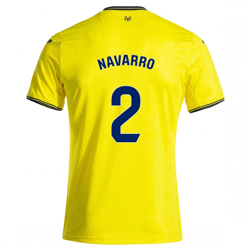 Danxen Niño Camiseta Pau Navarro #2 Amarillo Negro 1ª Equipación 2024/25 La Camisa