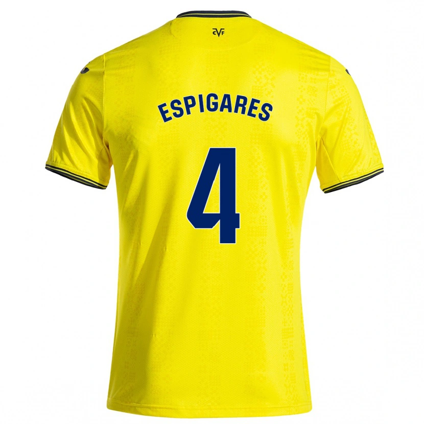 Danxen Niño Camiseta Antonio Espigares #4 Amarillo Negro 1ª Equipación 2024/25 La Camisa