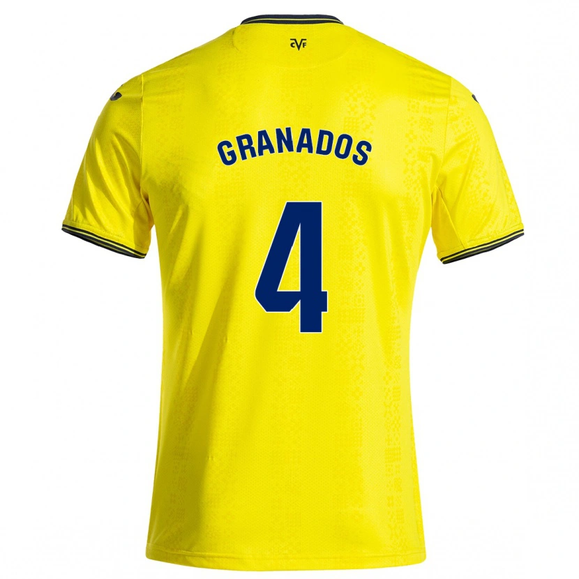 Danxen Niño Camiseta Carlos Granados #4 Amarillo Negro 1ª Equipación 2024/25 La Camisa