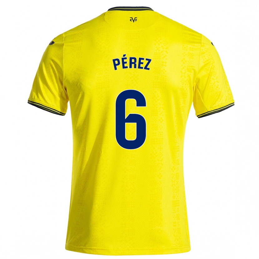 Danxen Niño Camiseta Hugo Pérez #6 Amarillo Negro 1ª Equipación 2024/25 La Camisa