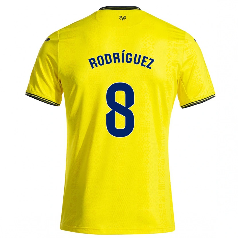 Danxen Niño Camiseta Unai Rodríguez #8 Amarillo Negro 1ª Equipación 2024/25 La Camisa