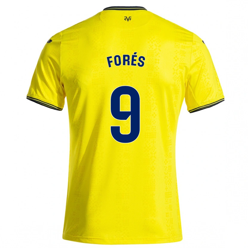 Danxen Niño Camiseta Álex Forés #9 Amarillo Negro 1ª Equipación 2024/25 La Camisa