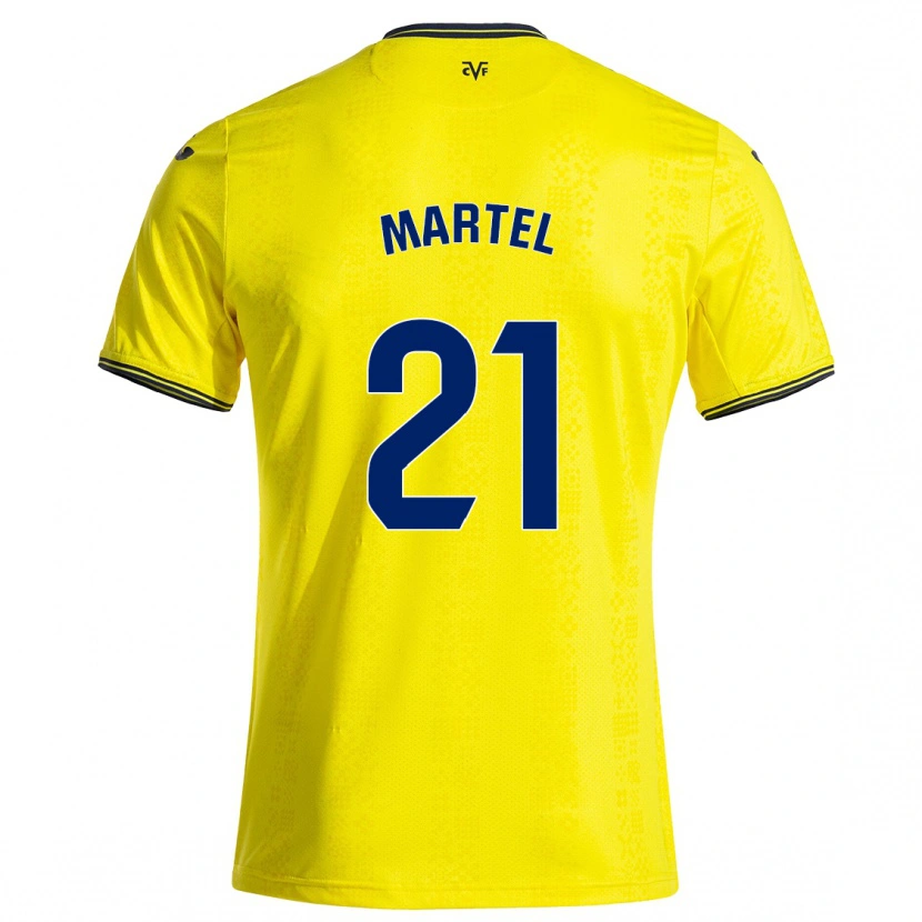 Danxen Niño Camiseta Kevin Martel #21 Amarillo Negro 1ª Equipación 2024/25 La Camisa