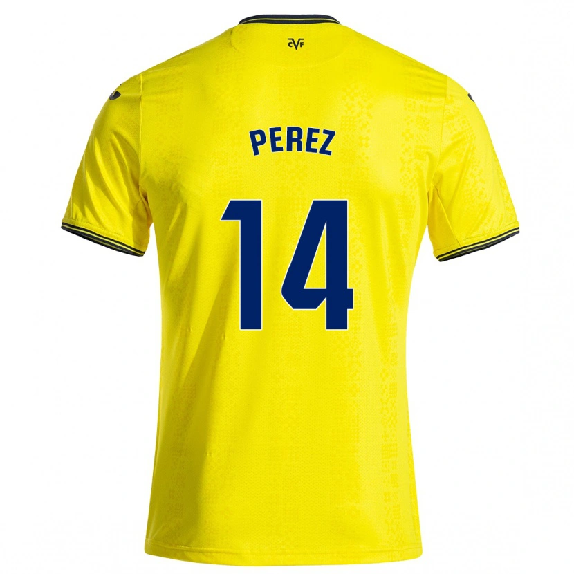 Danxen Niño Camiseta Nerea Pérez #14 Amarillo Negro 1ª Equipación 2024/25 La Camisa