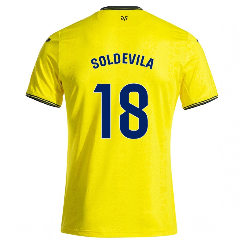 Danxen Niño Camiseta Paola Soldevila #18 Amarillo Negro 1ª Equipación 2024/25 La Camisa