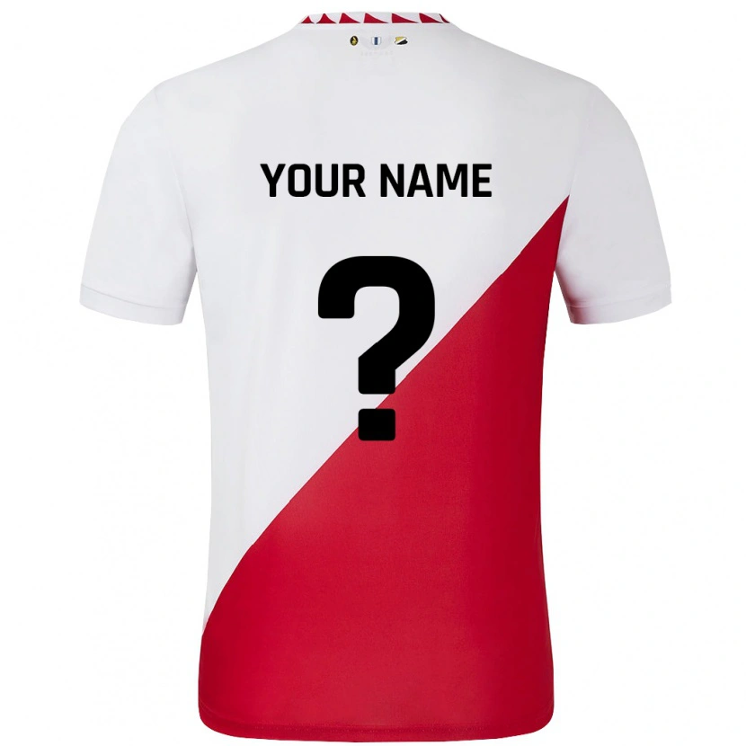 Danxen Niño Camiseta Su Nombre #0 Blanco Rojo 1ª Equipación 2024/25 La Camisa