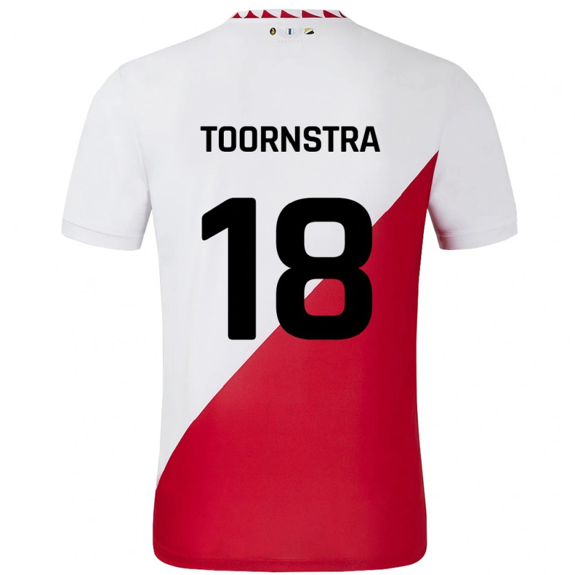 Danxen Niño Camiseta Jens Toornstra #18 Blanco Rojo 1ª Equipación 2024/25 La Camisa