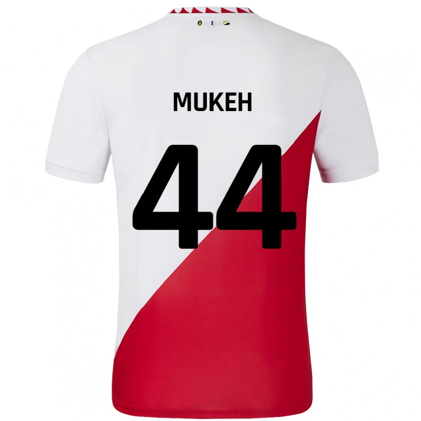 Danxen Niño Camiseta Joshua Mukeh #44 Blanco Rojo 1ª Equipación 2024/25 La Camisa