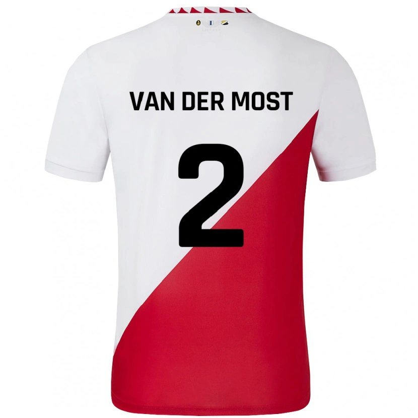 Danxen Niño Camiseta Liza Van Der Most #2 Blanco Rojo 1ª Equipación 2024/25 La Camisa