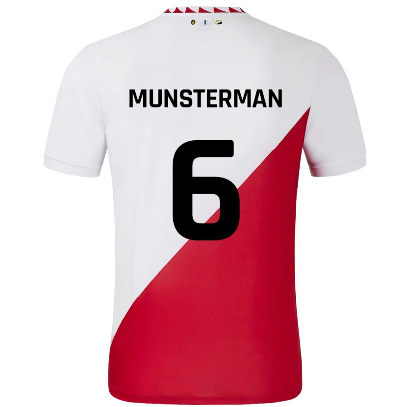 Danxen Niño Camiseta Marthe Munsterman #6 Blanco Rojo 1ª Equipación 2024/25 La Camisa