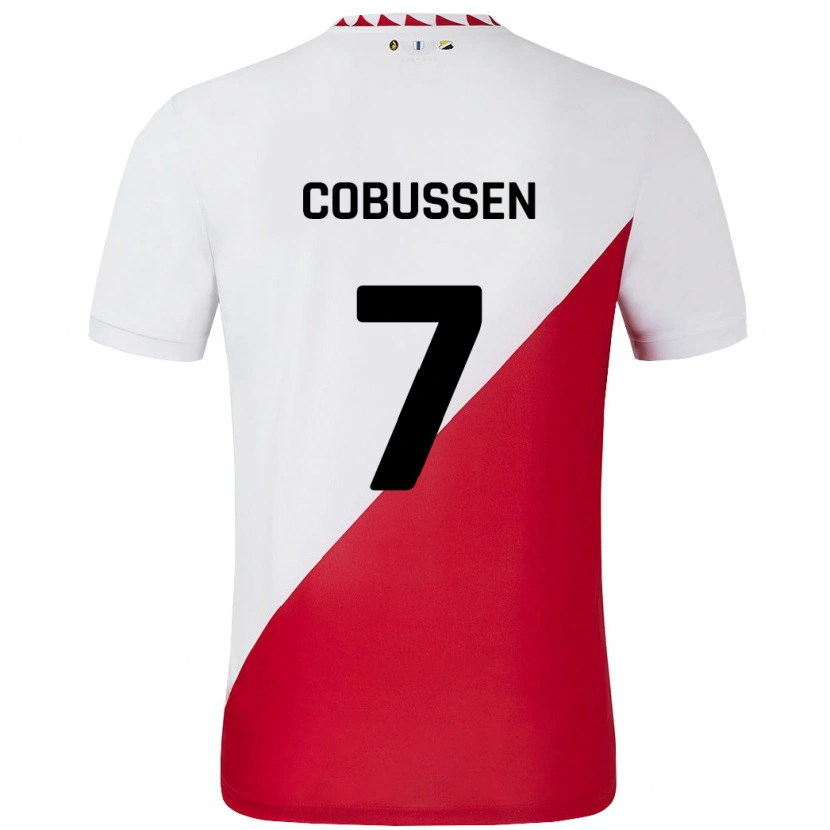 Danxen Niño Camiseta Sophie Cobussen #7 Blanco Rojo 1ª Equipación 2024/25 La Camisa