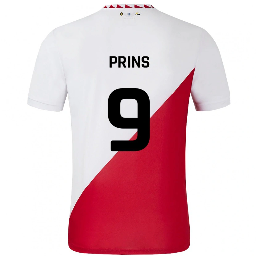 Danxen Niño Camiseta Femke Prins #9 Blanco Rojo 1ª Equipación 2024/25 La Camisa