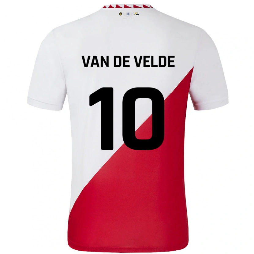 Danxen Niño Camiseta Senne Van De Velde #10 Blanco Rojo 1ª Equipación 2024/25 La Camisa