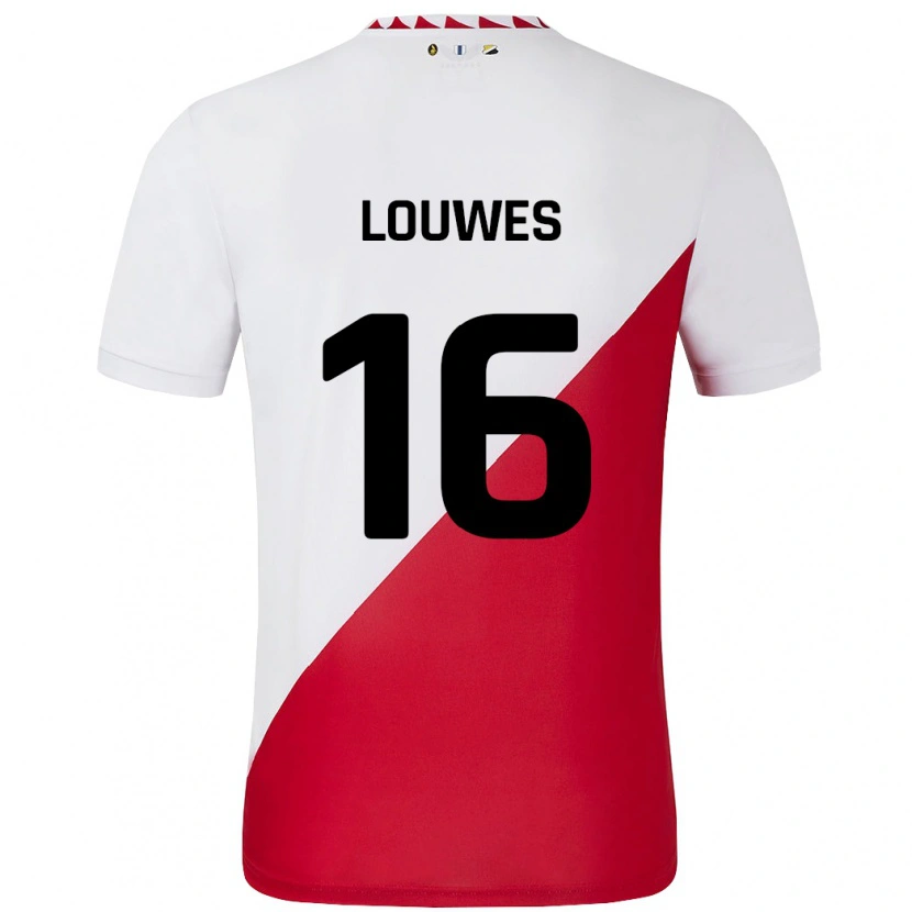 Danxen Niño Camiseta Puck Louwes #16 Blanco Rojo 1ª Equipación 2024/25 La Camisa