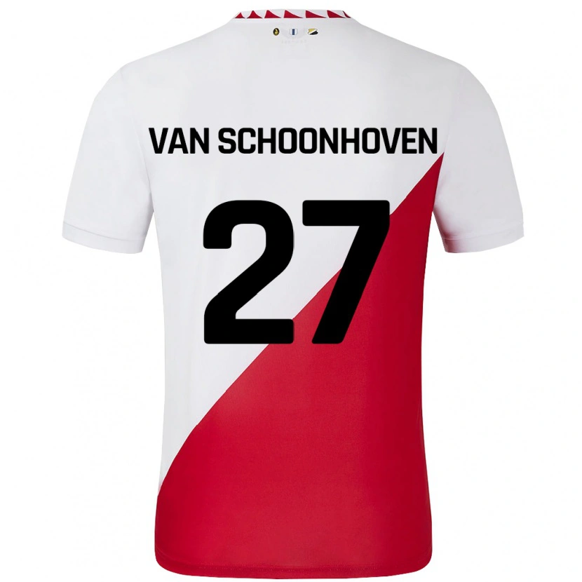 Danxen Niño Camiseta Nurija Van Schoonhoven #27 Blanco Rojo 1ª Equipación 2024/25 La Camisa