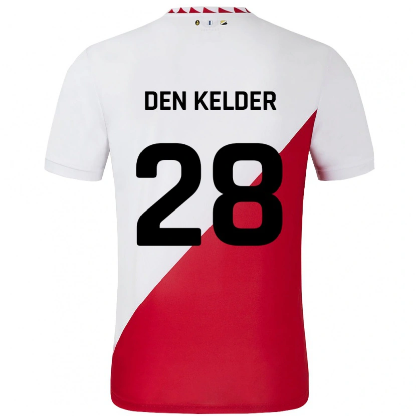 Danxen Niño Camiseta Gera Op Den Kelder #28 Blanco Rojo 1ª Equipación 2024/25 La Camisa