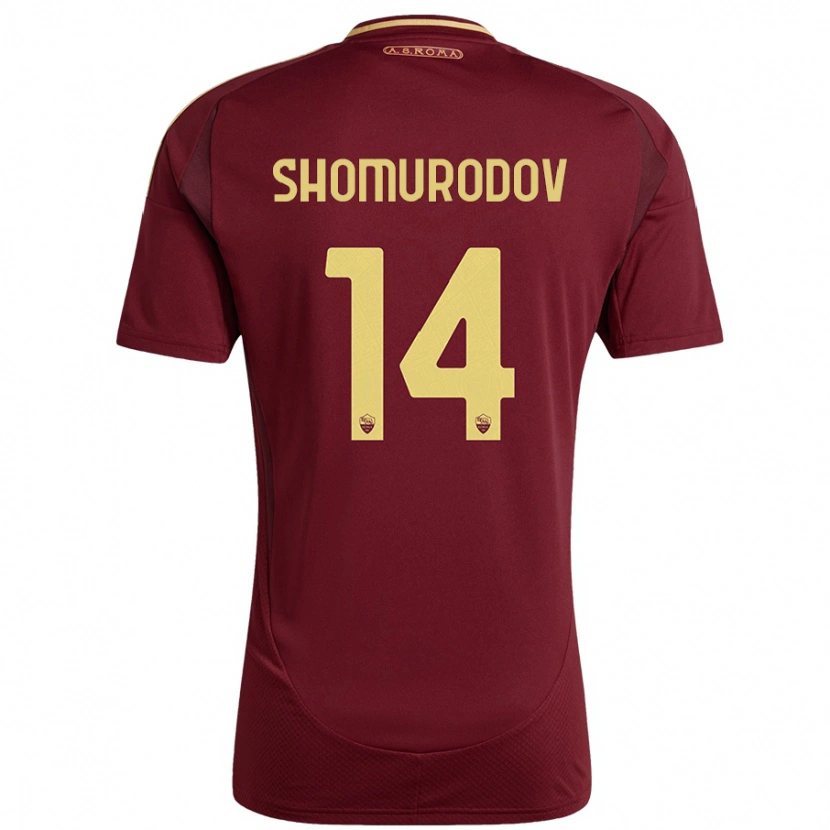 Danxen Niño Camiseta Eldor Shomurodov #14 Rojo Marrón Dorado 1ª Equipación 2024/25 La Camisa