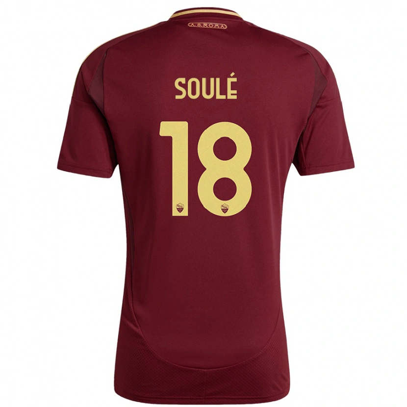 Danxen Niño Camiseta Matías Soulé #18 Rojo Marrón Dorado 1ª Equipación 2024/25 La Camisa