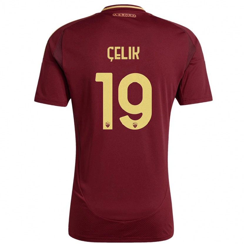 Danxen Niño Camiseta Zeki Çelik #19 Rojo Marrón Dorado 1ª Equipación 2024/25 La Camisa