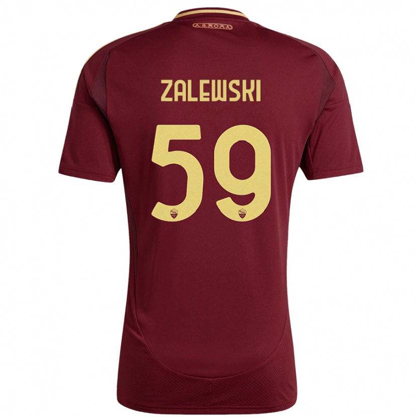 Danxen Niño Camiseta Nicola Zalewski #59 Rojo Marrón Dorado 1ª Equipación 2024/25 La Camisa