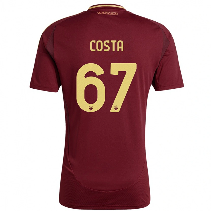 Danxen Niño Camiseta João Costa #67 Rojo Marrón Dorado 1ª Equipación 2024/25 La Camisa