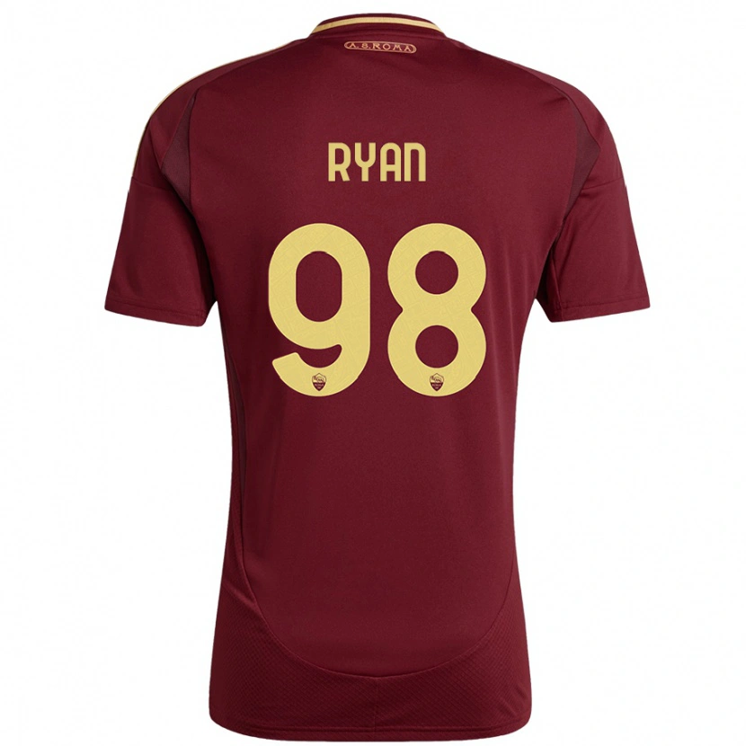 Danxen Niño Camiseta Mathew Ryan #98 Rojo Marrón Dorado 1ª Equipación 2024/25 La Camisa