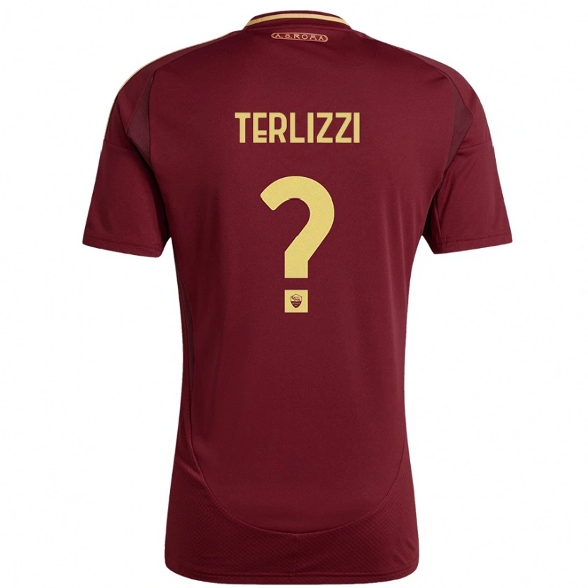 Danxen Niño Camiseta Federico Terlizzi #0 Rojo Marrón Dorado 1ª Equipación 2024/25 La Camisa