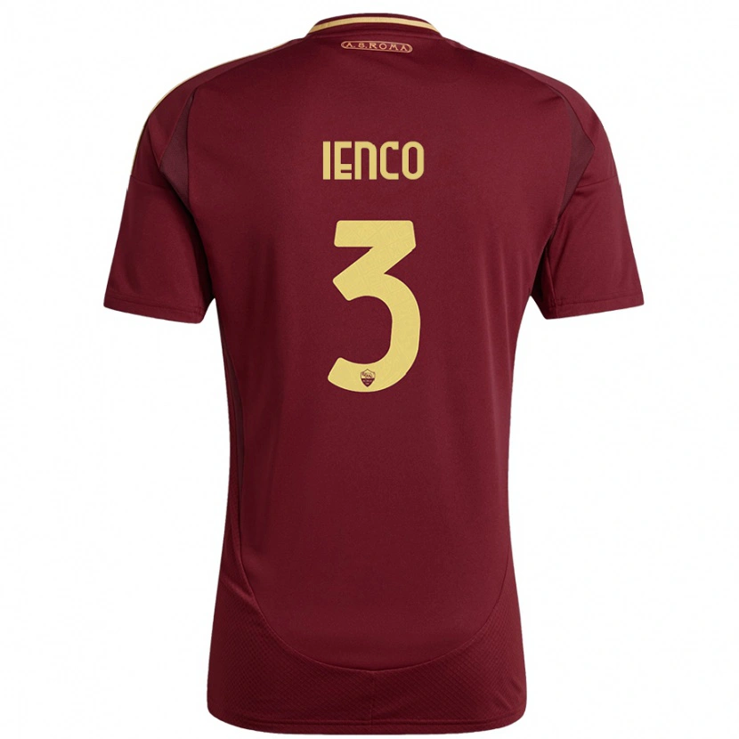 Danxen Niño Camiseta Simone Ienco #3 Rojo Marrón Dorado 1ª Equipación 2024/25 La Camisa