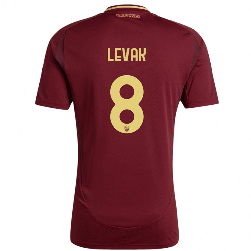 Danxen Niño Camiseta Sergej Levak #8 Rojo Marrón Dorado 1ª Equipación 2024/25 La Camisa