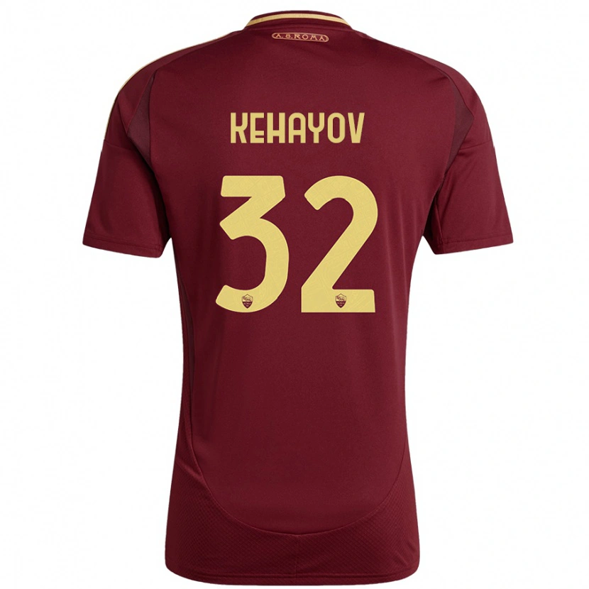 Danxen Niño Camiseta Atanas Kehayov #32 Rojo Marrón Dorado 1ª Equipación 2024/25 La Camisa