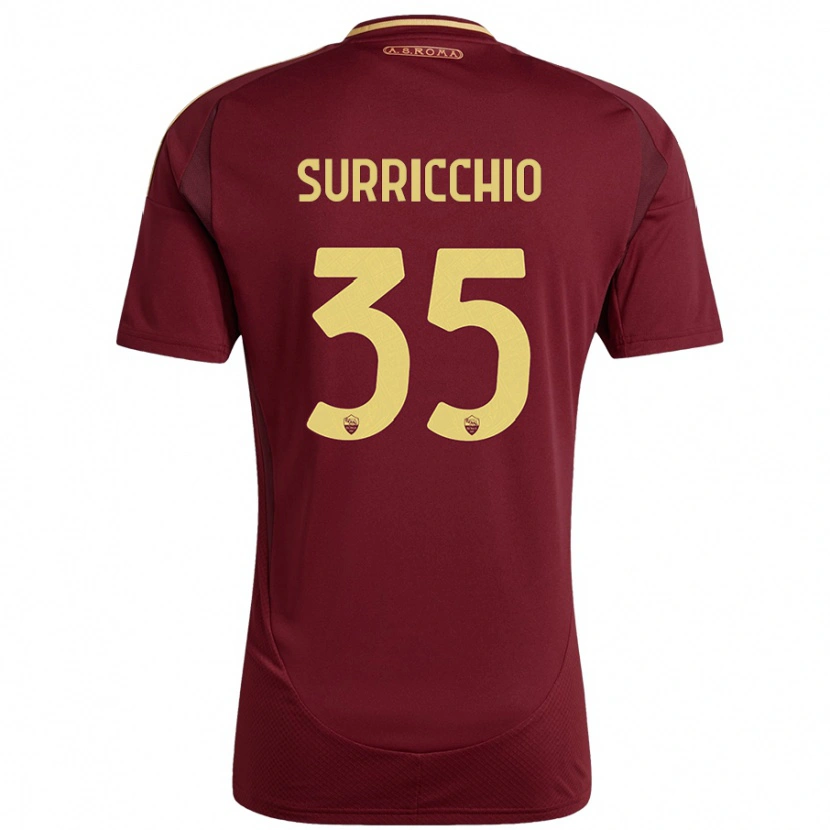 Danxen Niño Camiseta Jacopo Surricchio #35 Rojo Marrón Dorado 1ª Equipación 2024/25 La Camisa