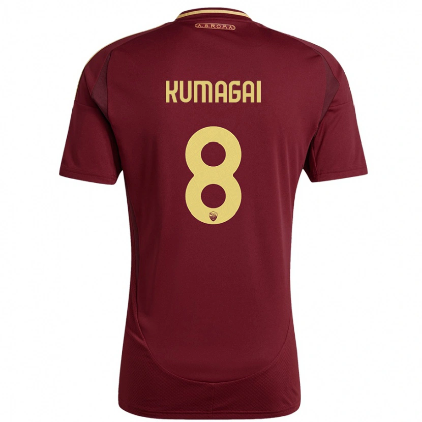 Danxen Niño Camiseta Saki Kumagai #8 Rojo Marrón Dorado 1ª Equipación 2024/25 La Camisa