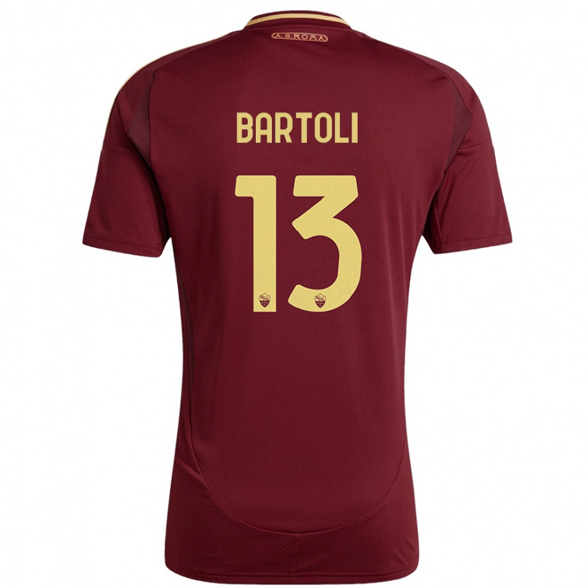 Danxen Niño Camiseta Elisa Bartoli #13 Rojo Marrón Dorado 1ª Equipación 2024/25 La Camisa