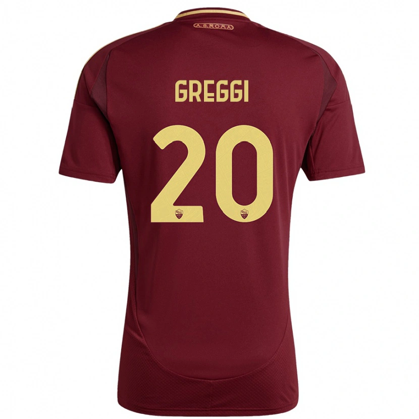 Danxen Niño Camiseta Giada Greggi #20 Rojo Marrón Dorado 1ª Equipación 2024/25 La Camisa