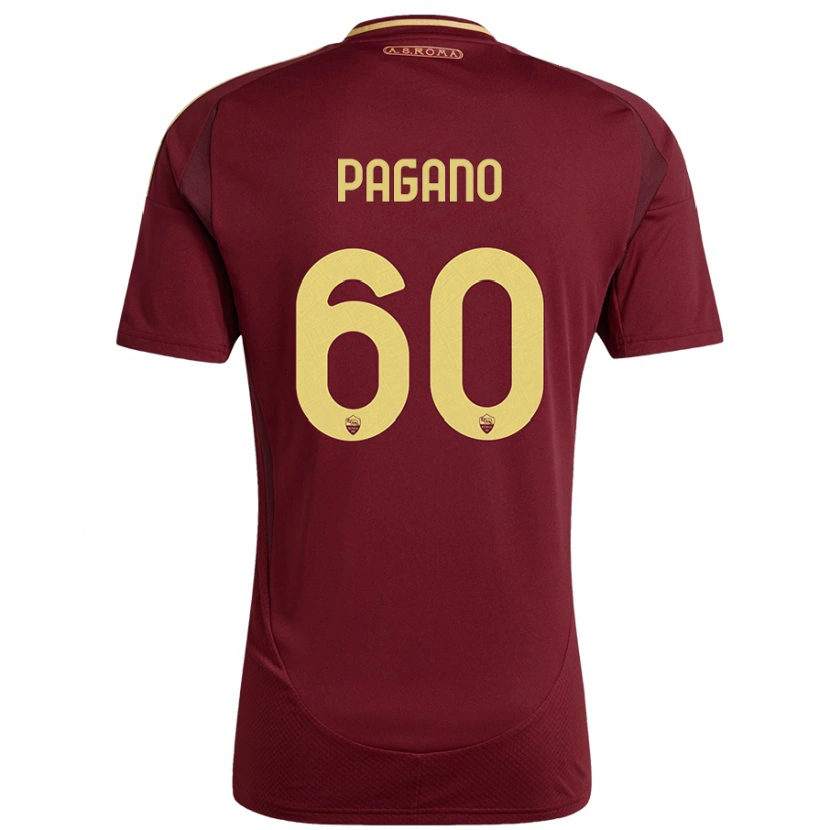 Danxen Niño Camiseta Riccardo Pagano #60 Rojo Marrón Dorado 1ª Equipación 2024/25 La Camisa