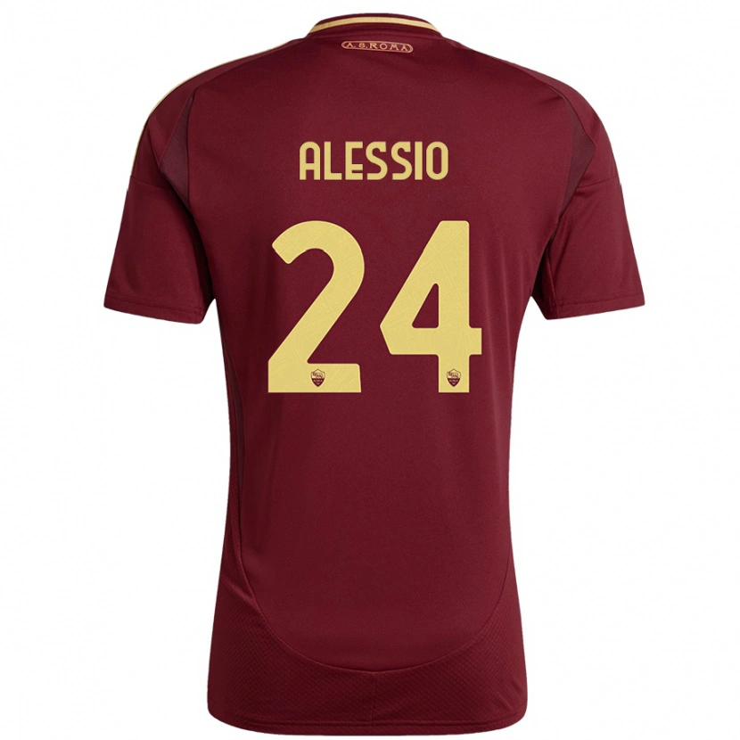 Danxen Niño Camiseta Filippo Alessio #24 Rojo Marrón Dorado 1ª Equipación 2024/25 La Camisa