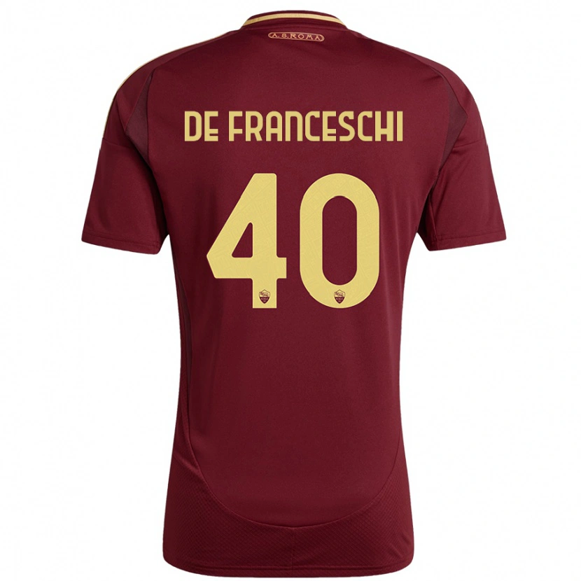 Danxen Niño Camiseta Leonardo De Franceschi #40 Rojo Marrón Dorado 1ª Equipación 2024/25 La Camisa