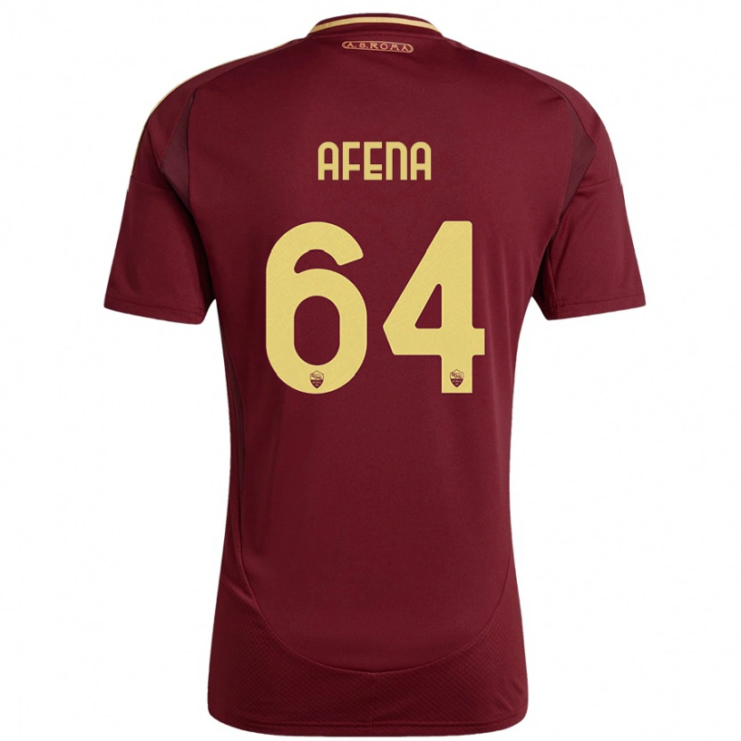 Danxen Niño Camiseta Felix Afena-Gyan #64 Rojo Marrón Dorado 1ª Equipación 2024/25 La Camisa