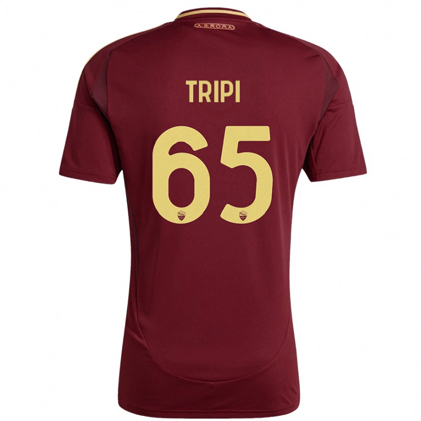 Danxen Niño Camiseta Filippo Tripi #65 Rojo Marrón Dorado 1ª Equipación 2024/25 La Camisa