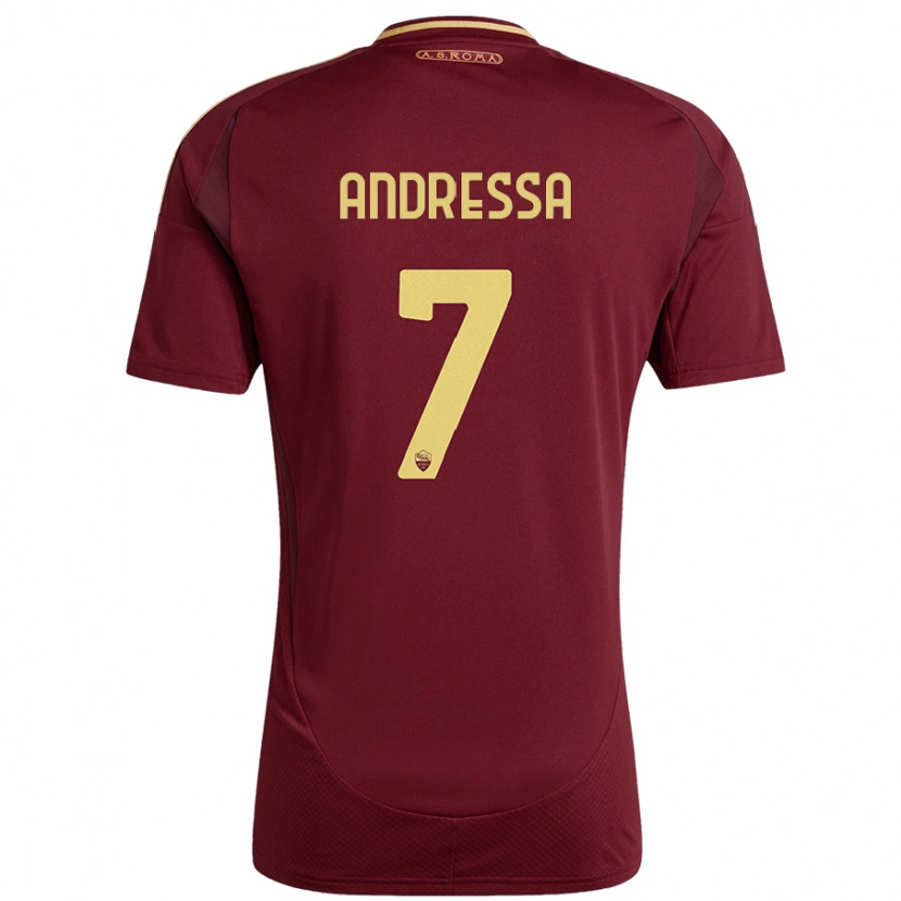 Danxen Niño Camiseta Andressa #7 Rojo Marrón Dorado 1ª Equipación 2024/25 La Camisa