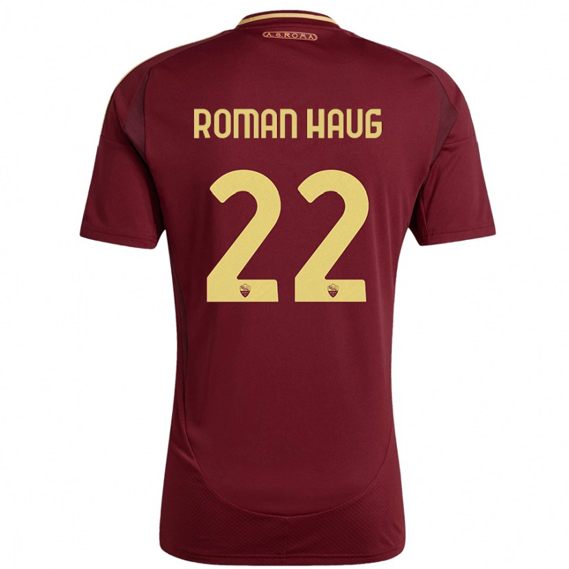 Danxen Niño Camiseta Sophie Roman Haug #22 Rojo Marrón Dorado 1ª Equipación 2024/25 La Camisa