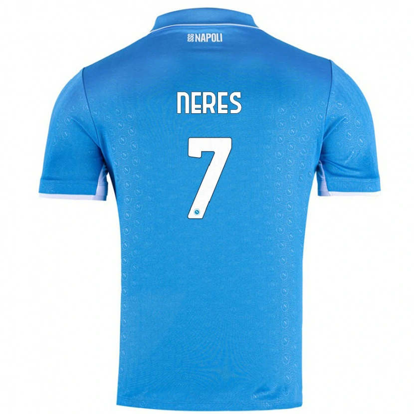 Danxen Niño Camiseta David Neres #7 Azul Cielo 1ª Equipación 2024/25 La Camisa