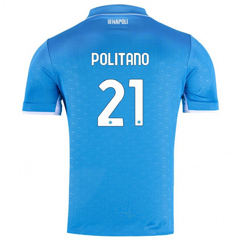 Danxen Niño Camiseta Matteo Politano #21 Azul Cielo 1ª Equipación 2024/25 La Camisa