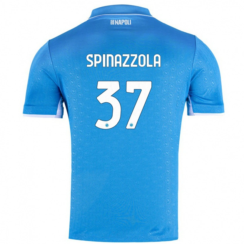 Danxen Niño Camiseta Leonardo Spinazzola #37 Azul Cielo 1ª Equipación 2024/25 La Camisa