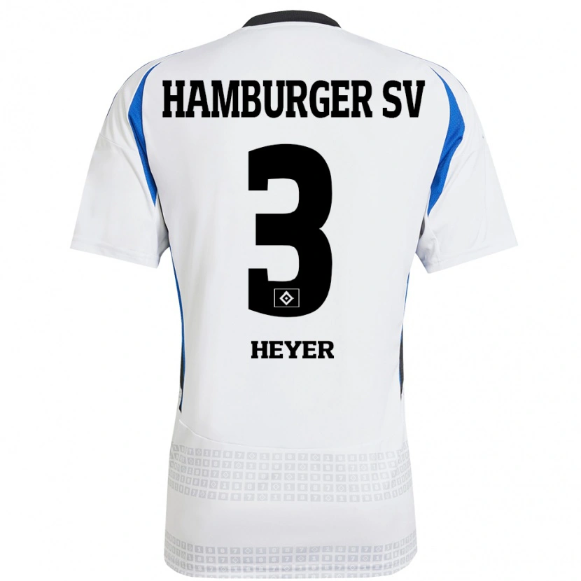 Danxen Niño Camiseta Moritz Heyer #3 Blanco Azul 1ª Equipación 2024/25 La Camisa