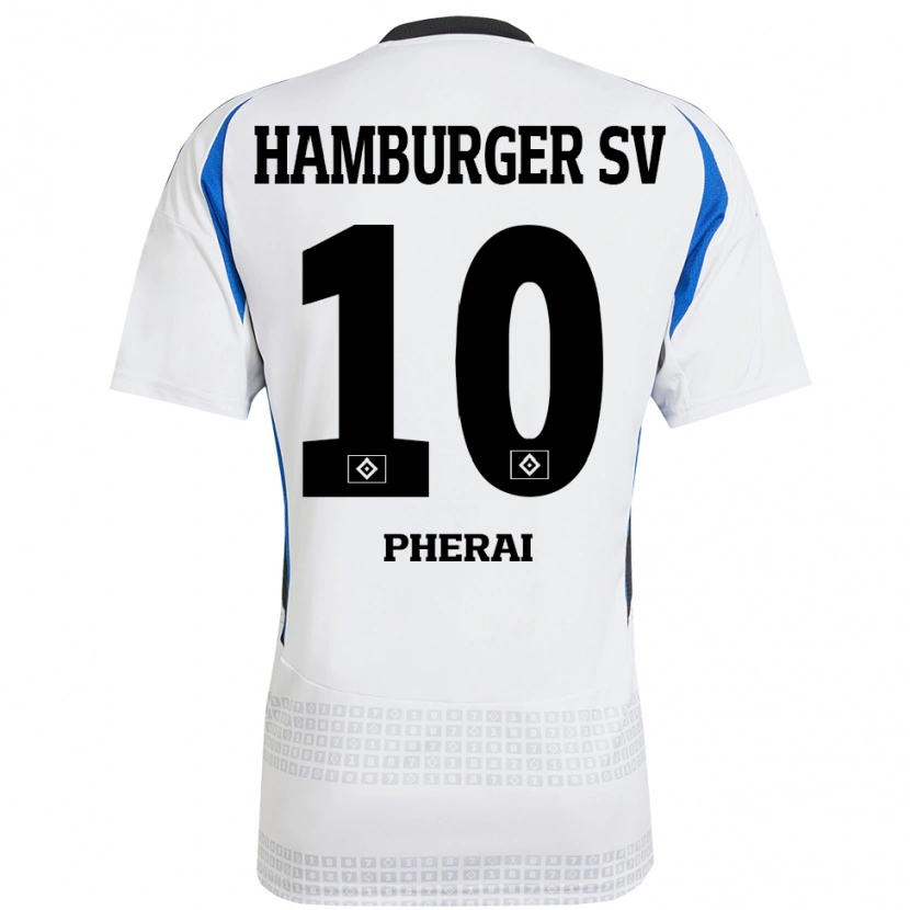 Danxen Niño Camiseta Immanuel Pherai #10 Blanco Azul 1ª Equipación 2024/25 La Camisa